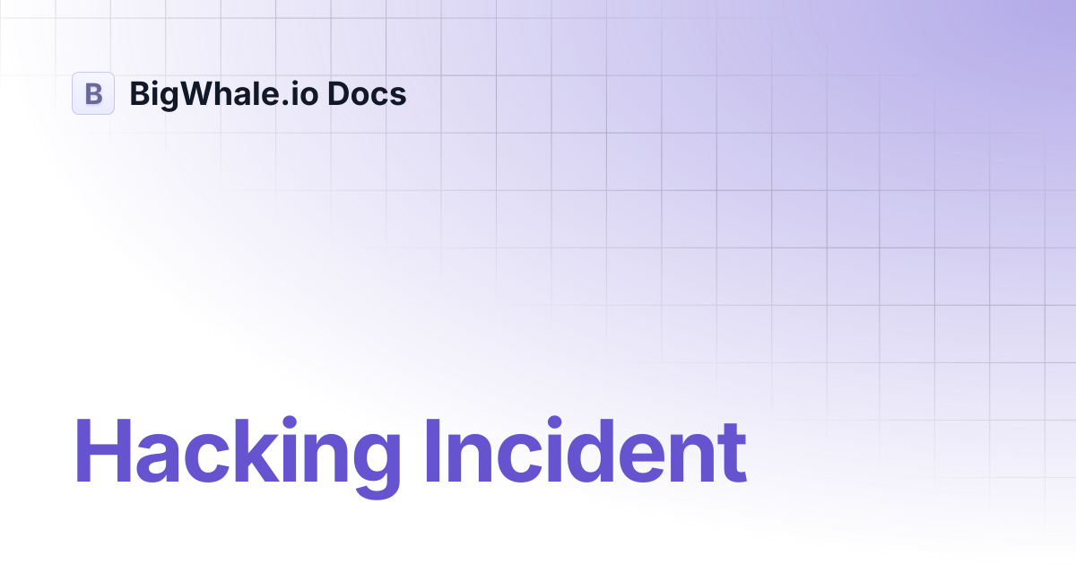 Hacking Incident | BigWhale.io Docs
